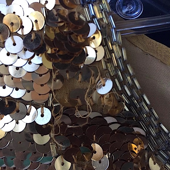 vtg AJ Bari • Gold Sequin Sequin Trophy Dress - Picture 8 of 9